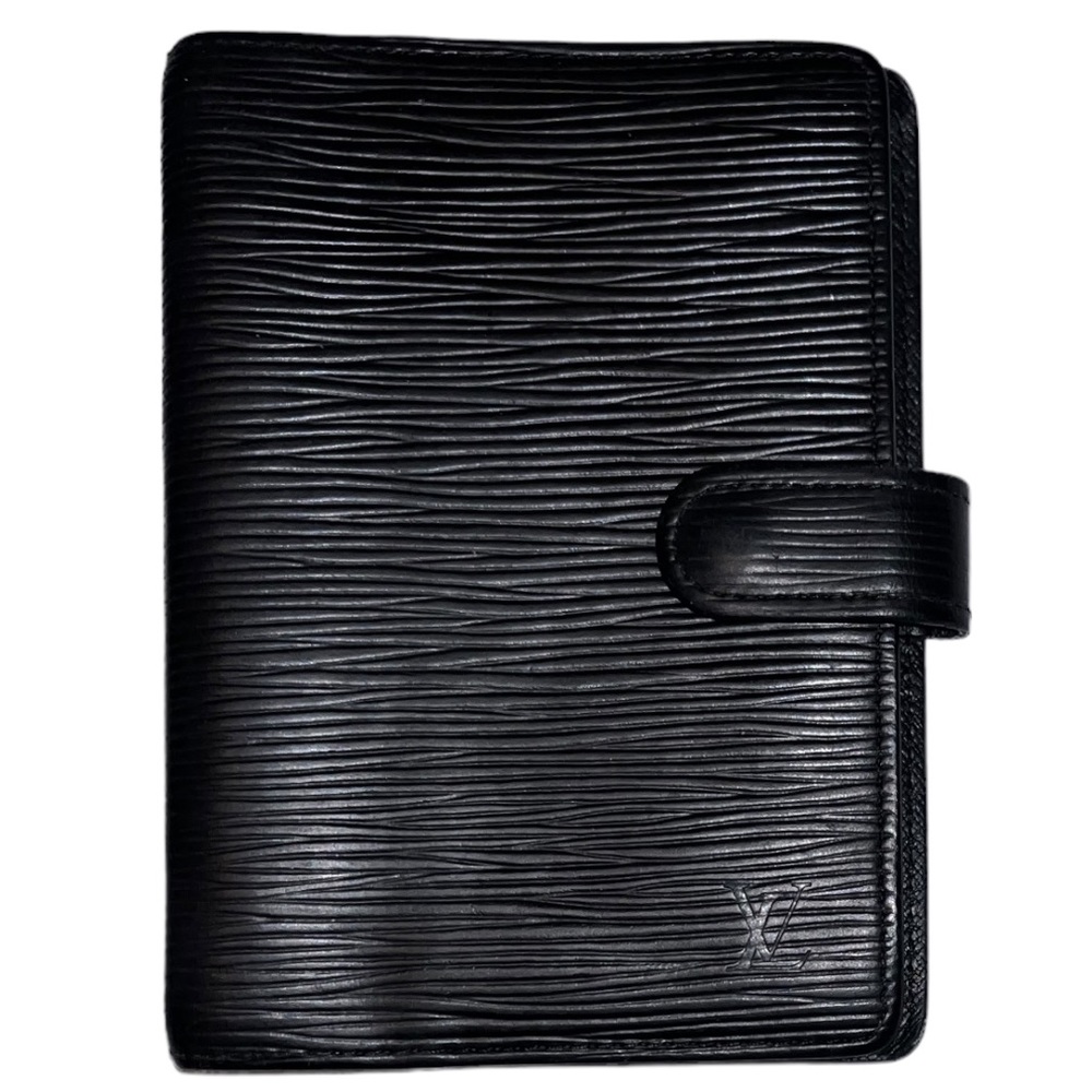 LOUIS VUITTON LV Authentic Black Epi 6 Ring Agenda PM Agenda Organizer Wallet